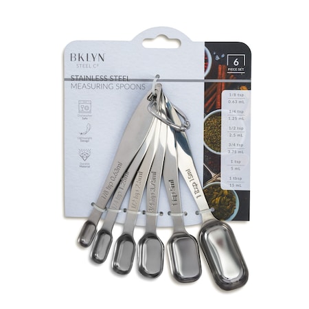 Bklyn Steel Co. 6pc Stainless Steel Measuring Spoons 52168